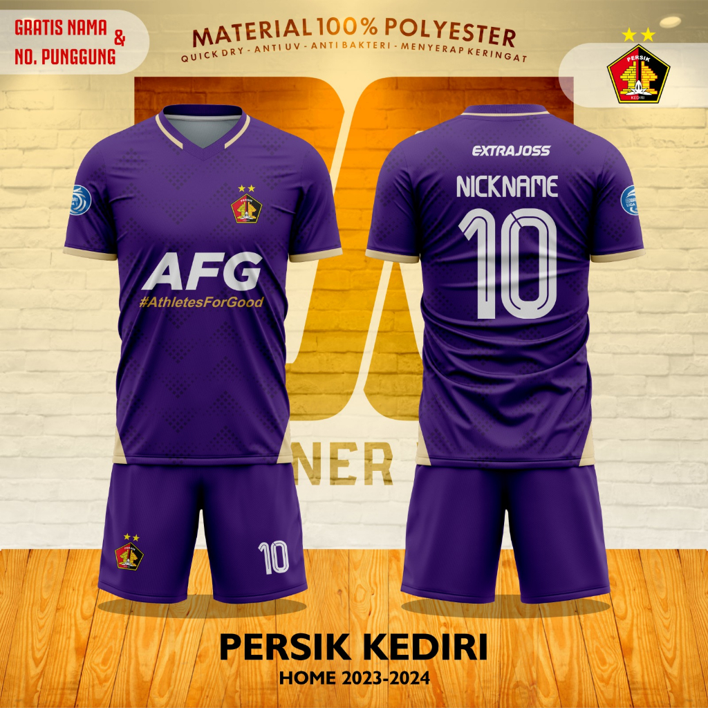 Jual Jersey/Baju PERSIK KEDIRI HOME 23/24 SUPORTER Gratis Name Set & No ...