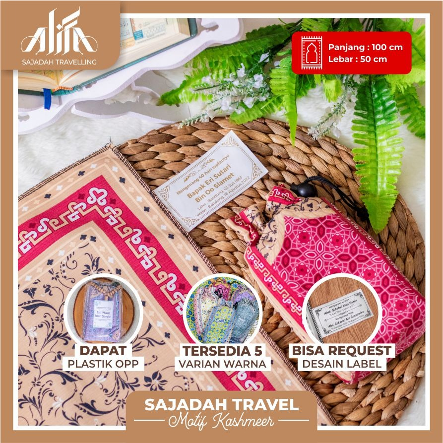 Jual Sajadah Travel Khasmeer Label Free Pouch Sejadah Travelling 100 X 50 Cm Souvenir 1335