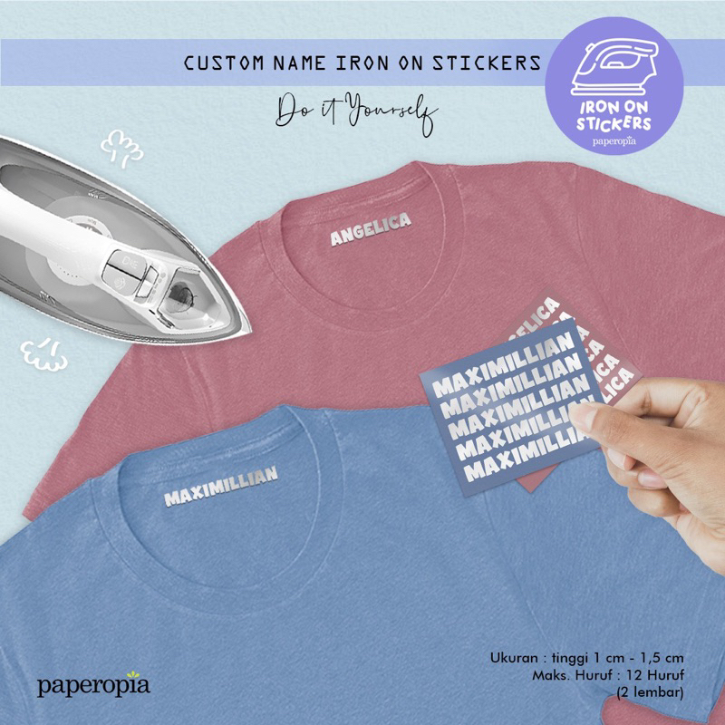 Jual stiker baju label nama kain setrika sticker iron on isi 10-20pcs ...