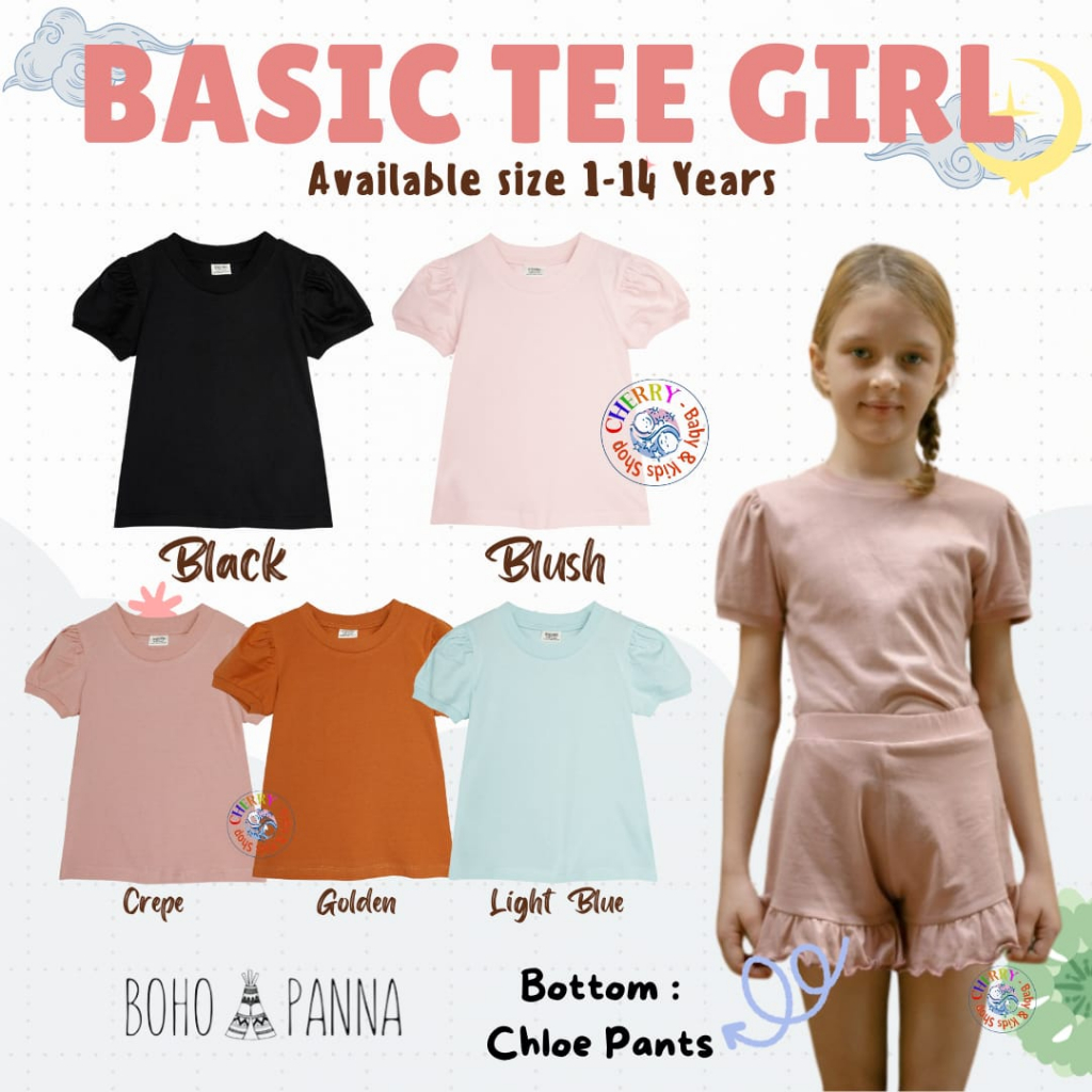 Jsp Girl Baloon Sleeve Plain Kaos Anak Perempuan