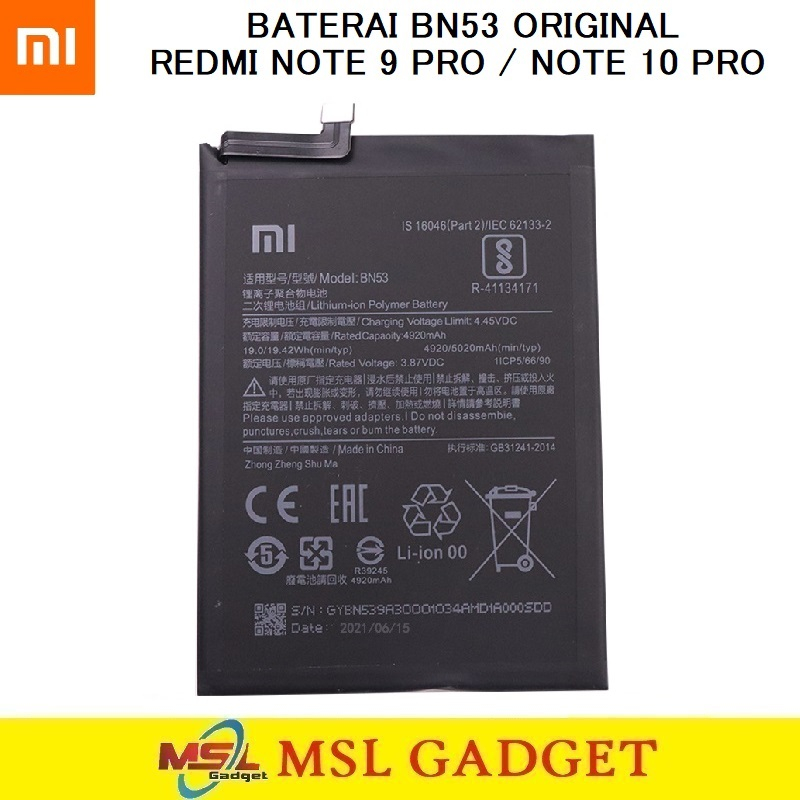 Jual Baterai Xiaomi Redmi Note 9 Pro Redmi Note 10 Pro Bn53 Original 100 Shopee Indonesia 6978