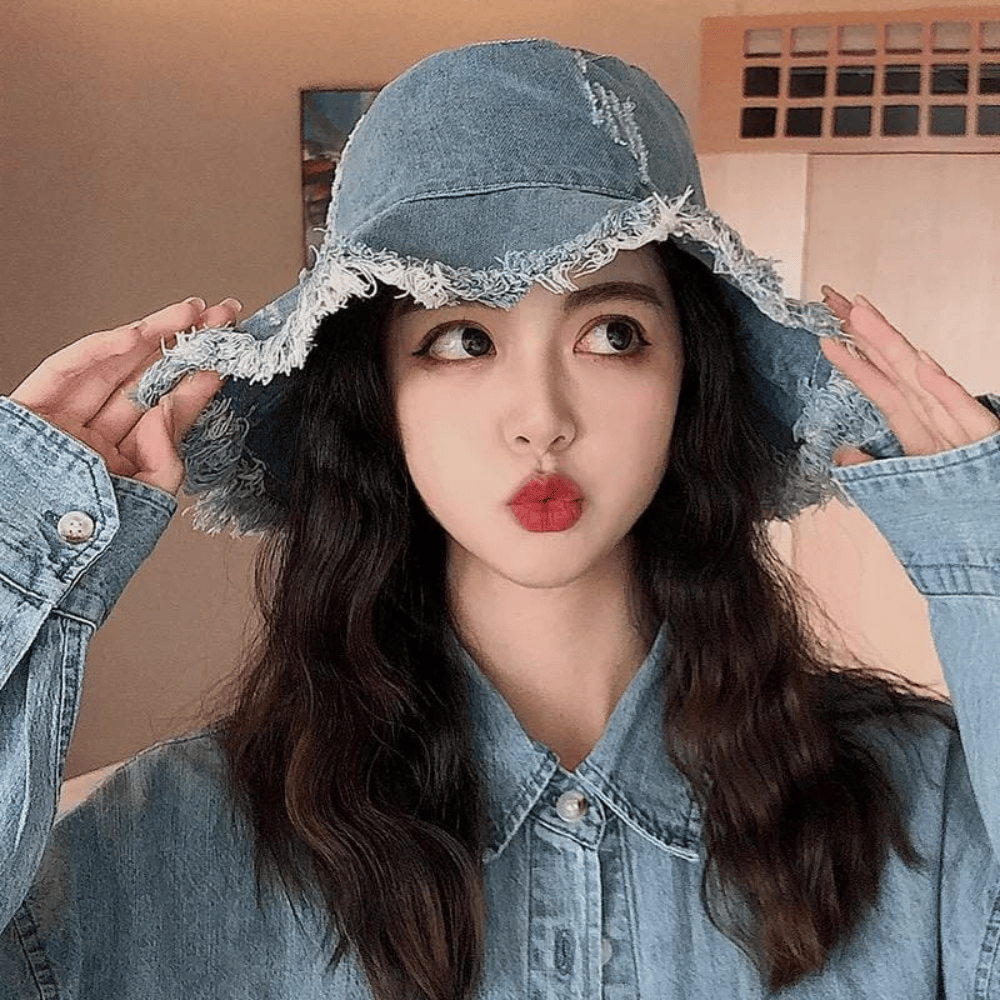 Jual Bucket Hat Polos Rawis Rumbai Jeans Wanita Model Terkini | Shopee ...