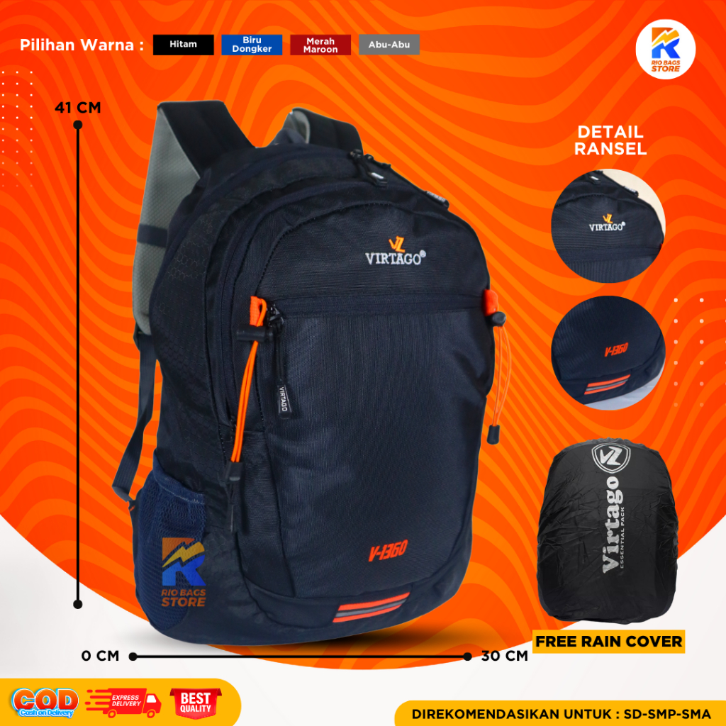 Jual Tas Ransel Virtago/Tas Sekolah SD-SMP-SMA/Tas Ransel Sport Untuk ...