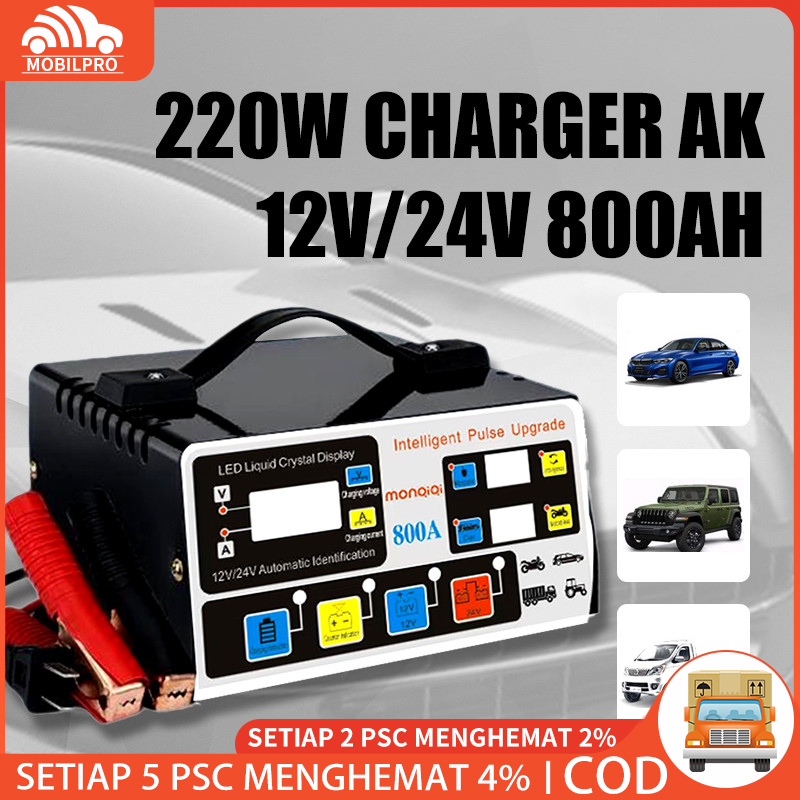 Jual Charger Aki Portable 12V/24V Motor Mobil Smart Battery Charger