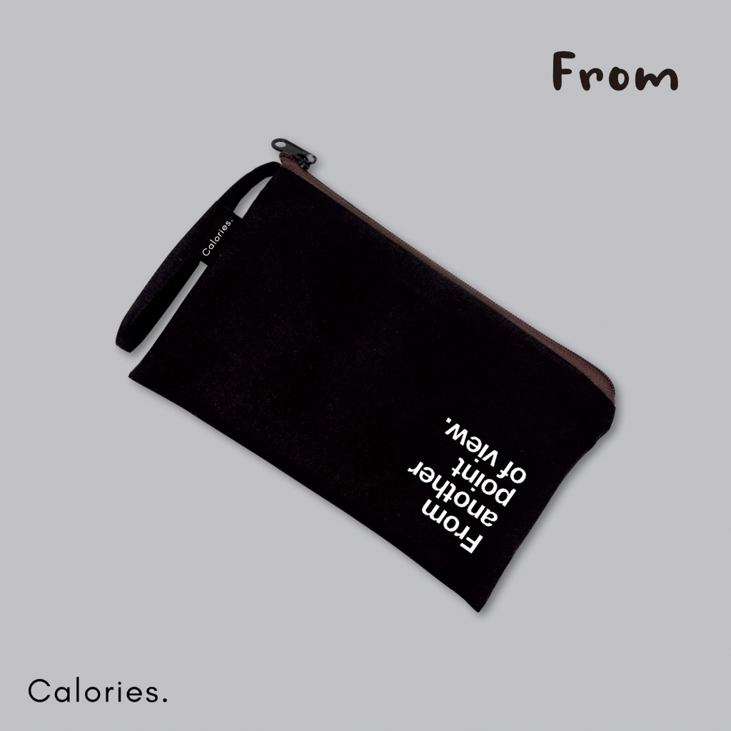 Jual Pouch Hitam minimalist Typography , tulisan Text Stylish lucu