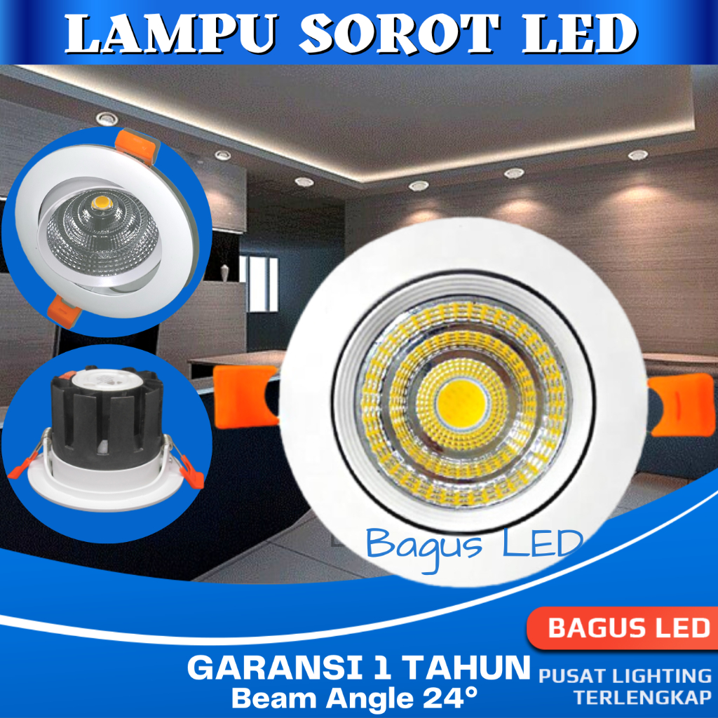 Jual Lampu Sorot Plafon COB Spot Light LED 24° Daya 5W 10W 20W Garansi ...