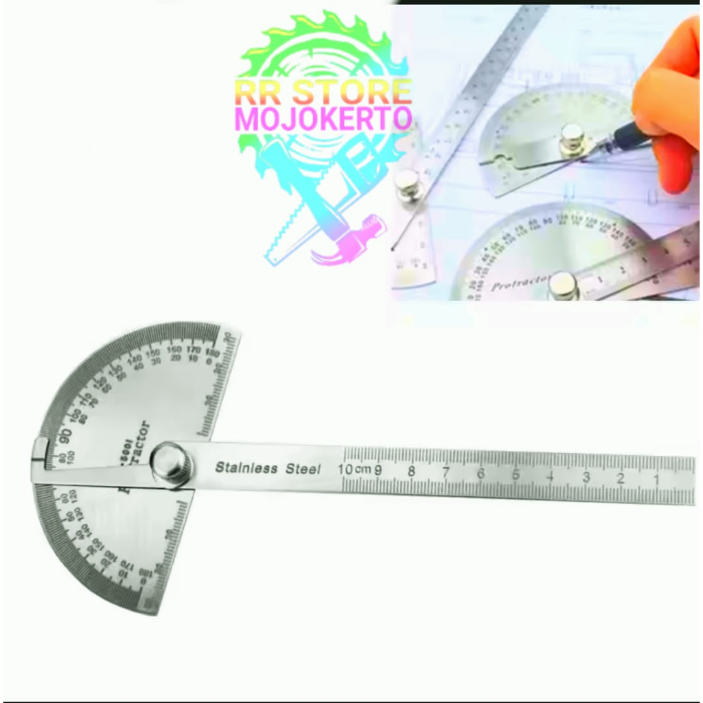 Jual Penggaris Busur Derajat / Sudut Besi / Stainless Steel Protractor ...