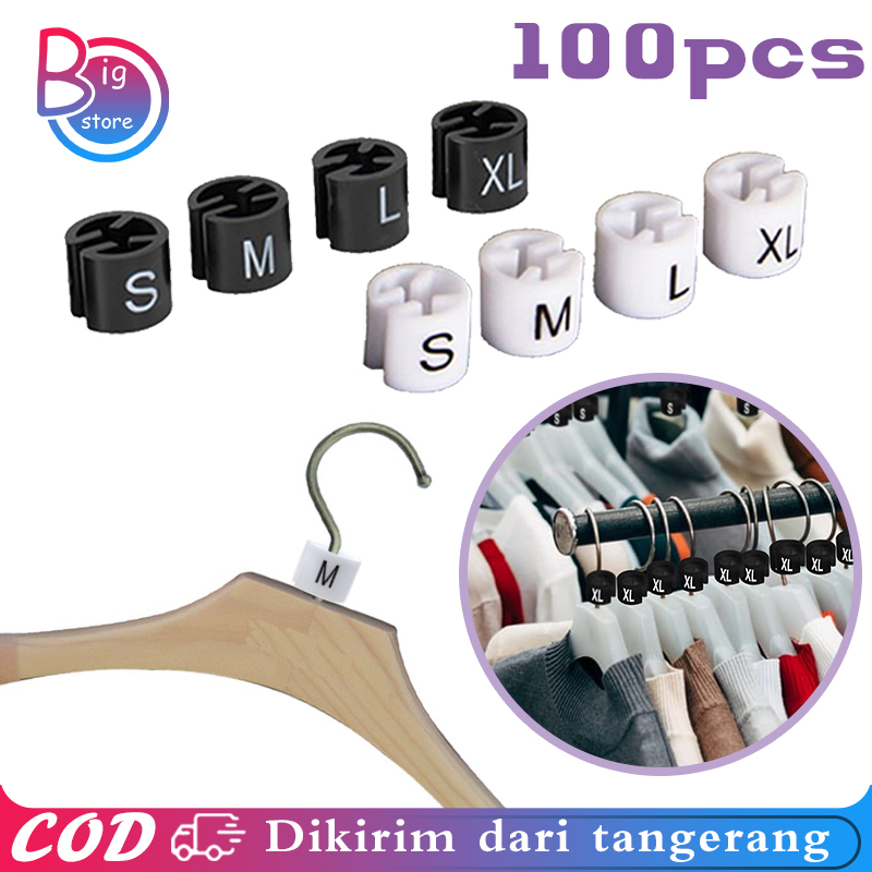 Jual 100 pcs Snap Retail Clothes Hanger Size Markers Garment Tags