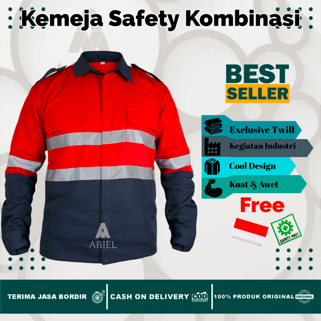 Jual Baju Kemeja Safety Lengan Panjang Kemeja Kombinasi Kerja Seragam Proyek Atasan Wearpack