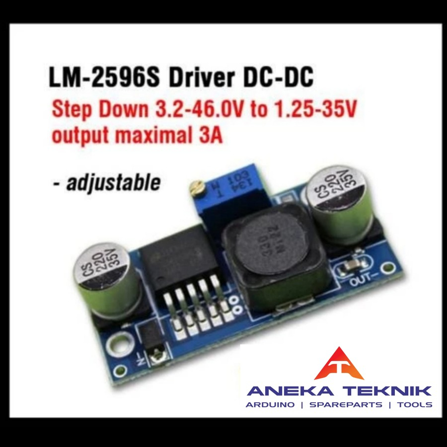 Jual Step Down Modul Power Supply 3A LM-2596S 1,25-35V DC-DC | Shopee ...