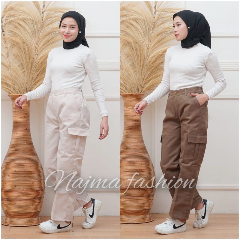 Jual Bella Cargo Pants - Highwaist Loose Cargo - Celana Cargo Wanita ...