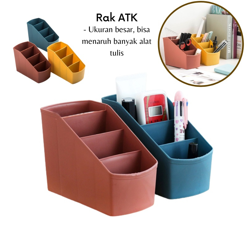 Jual Rak Atk Meja Kantor 4 Sekat Kotak Penyimpanan Alat Tulis