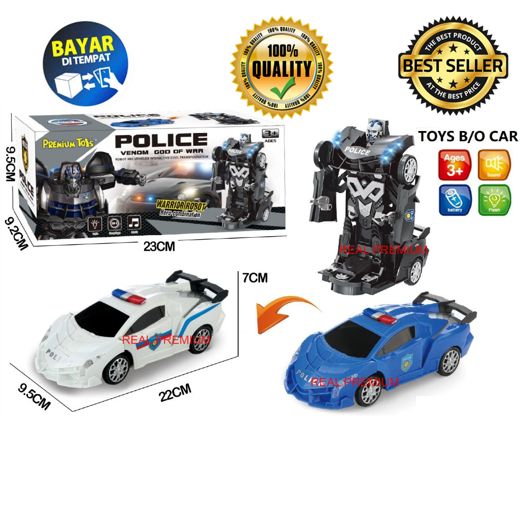 Jual MOBIL ROBOT TRANSFORM POLISI VENOM 2IN1 LIGHT N MUSIC 8997 / Mobil