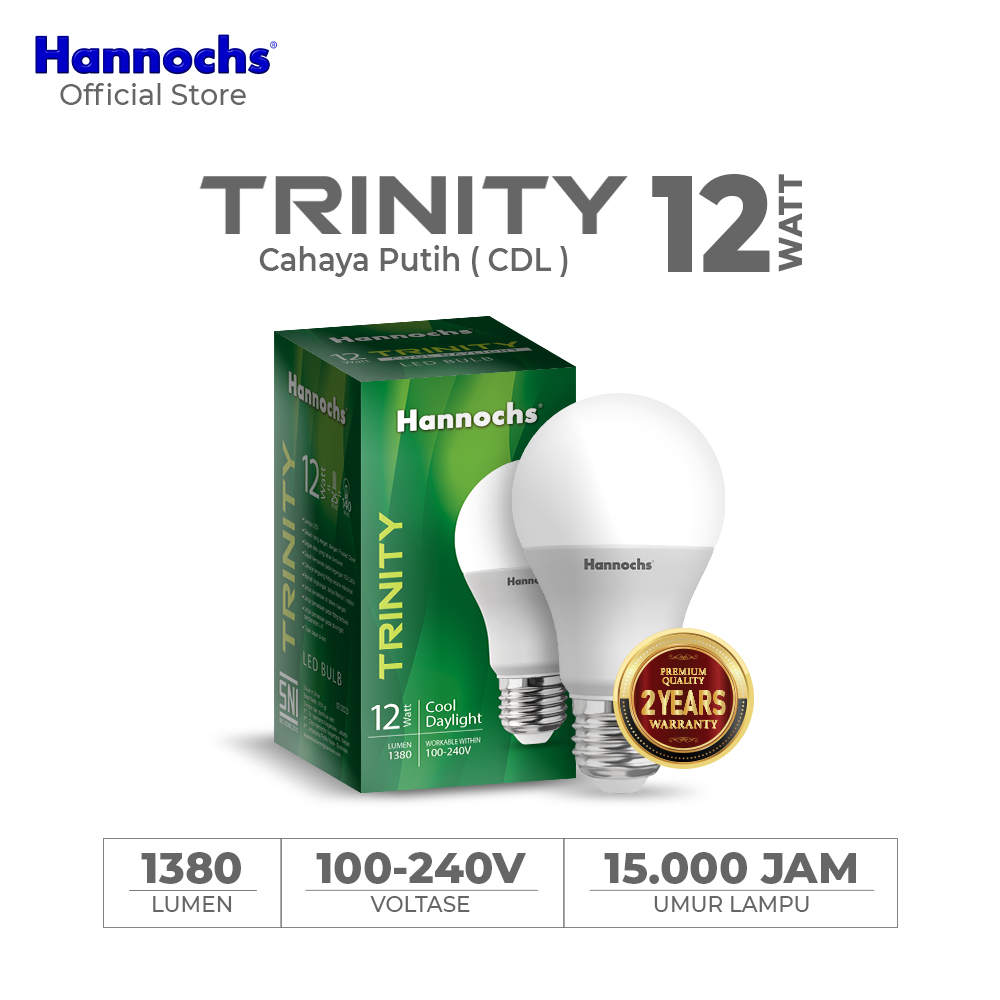Jual Hannochs Lampu Bohlam LED Trinity 12W Cahaya Putih | Shopee Indonesia