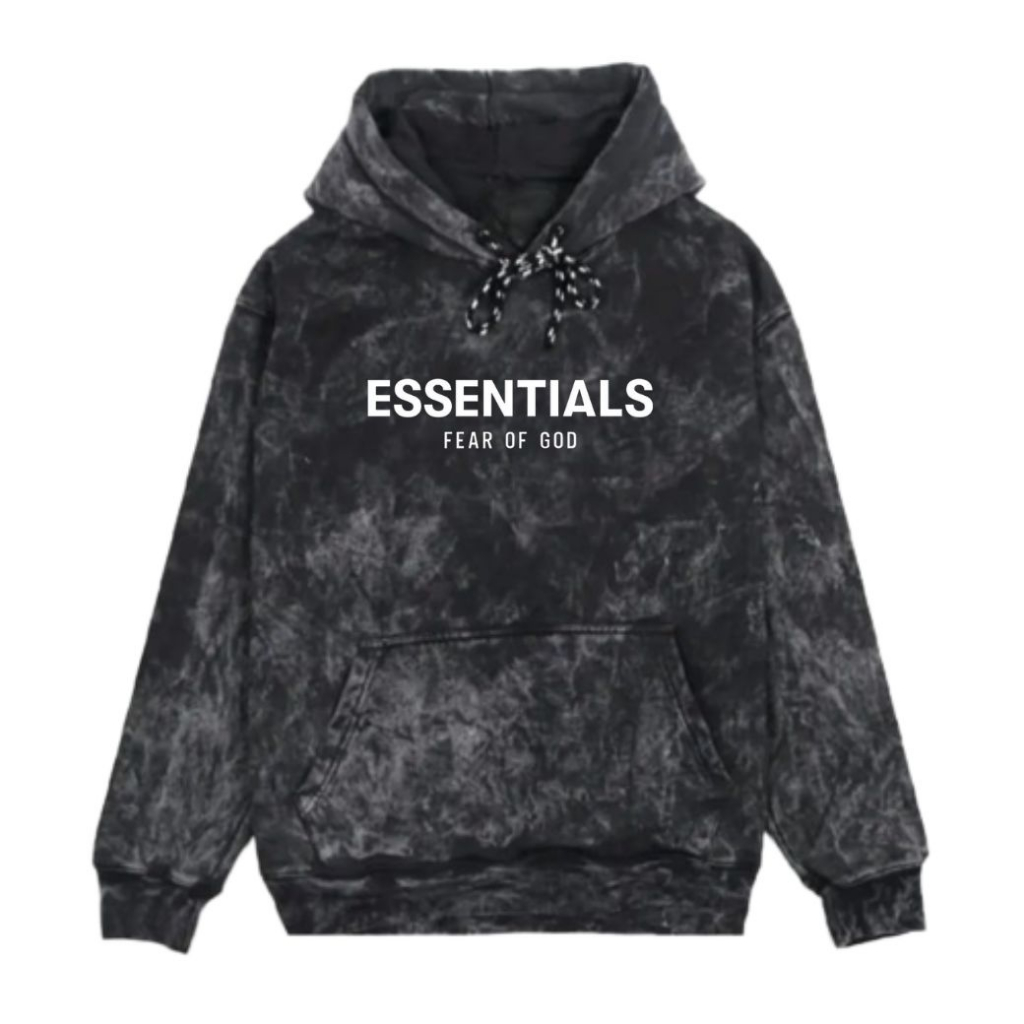 Jual Essentials Sweater Hoodie Black Sandwash Pullover Unisex