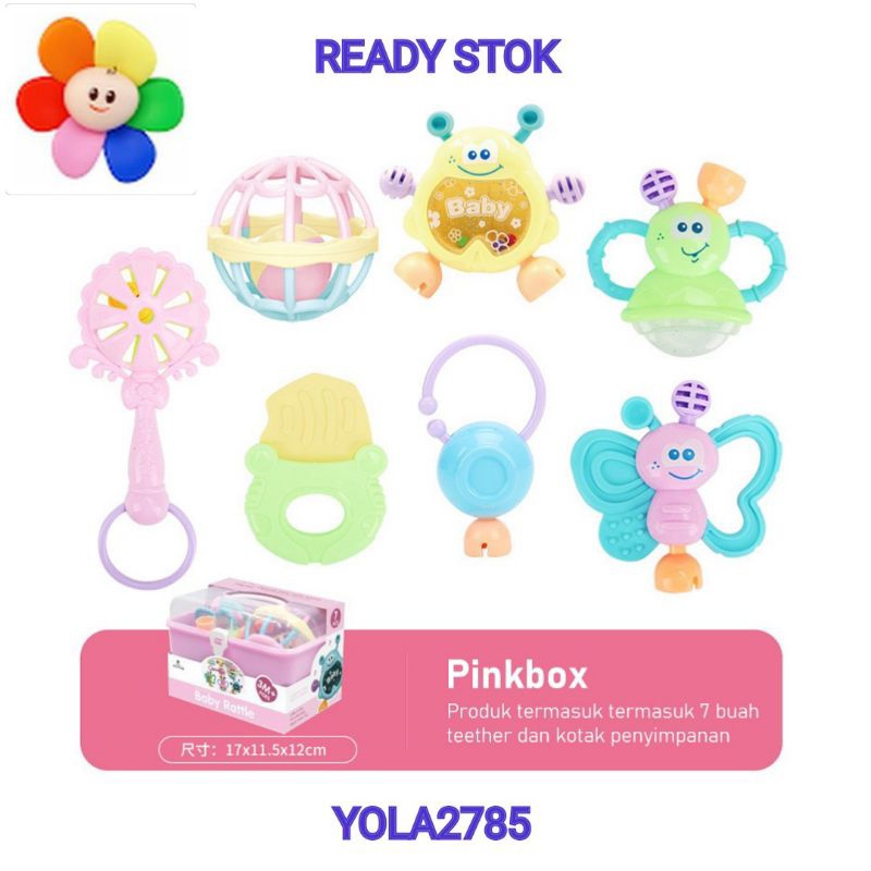 Jual Baby Teether Rattle Set isi 7 pcs Mainan Kerincingan Bayi Bunyi ...