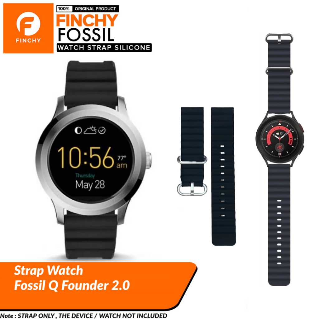 Jual Finchy Ocean Strap for Fossill Q Founder 2.0 Replacement Silicone Wristband Rubber Tali Smartwatch Shopee Indonesia