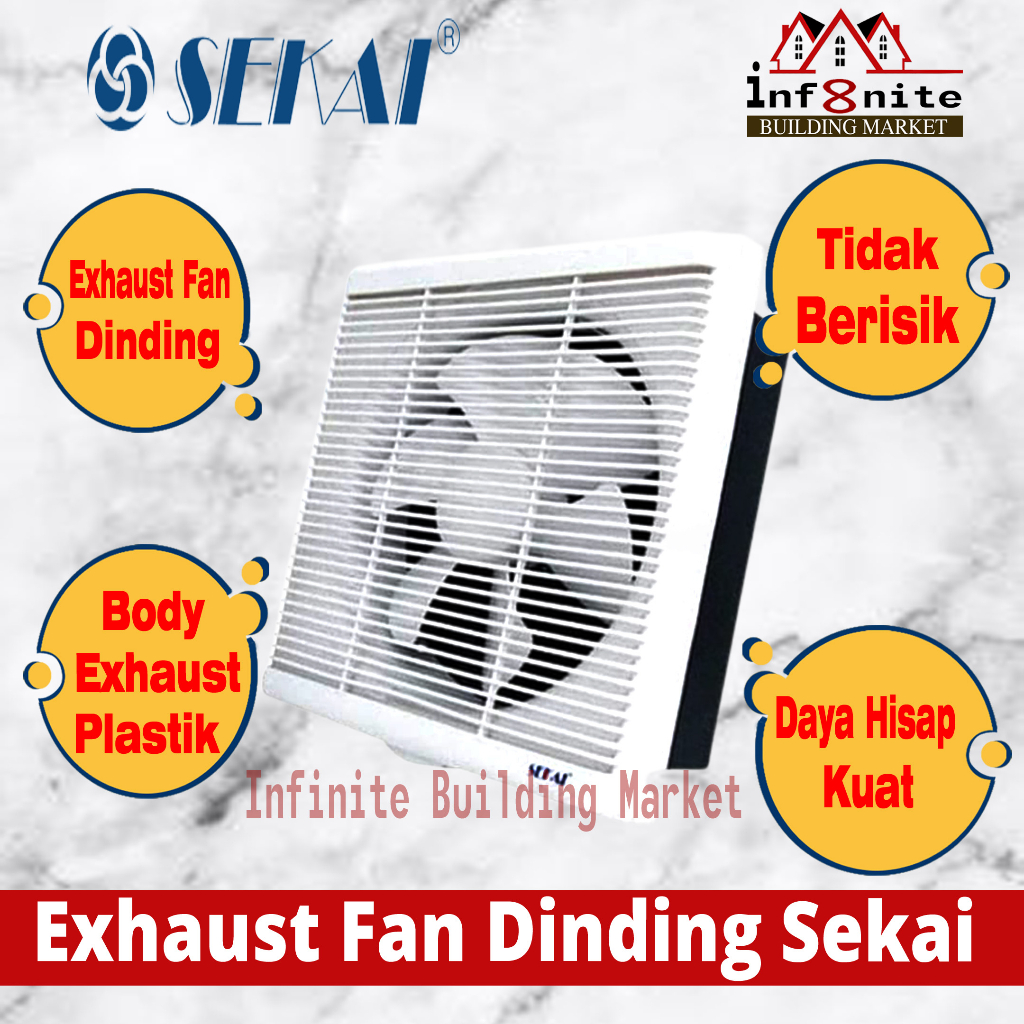 Jual Wall Exhaust Fan Dinding Inch Sekai Wef Hexos Dinding