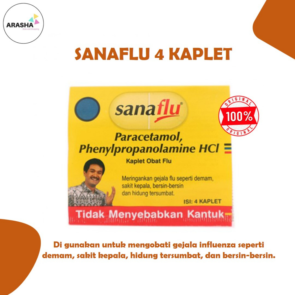 Jual SANAFLU 4 KAPLET Obat Gejala Flu/Demam/Sakit Kepala/Hidung ...