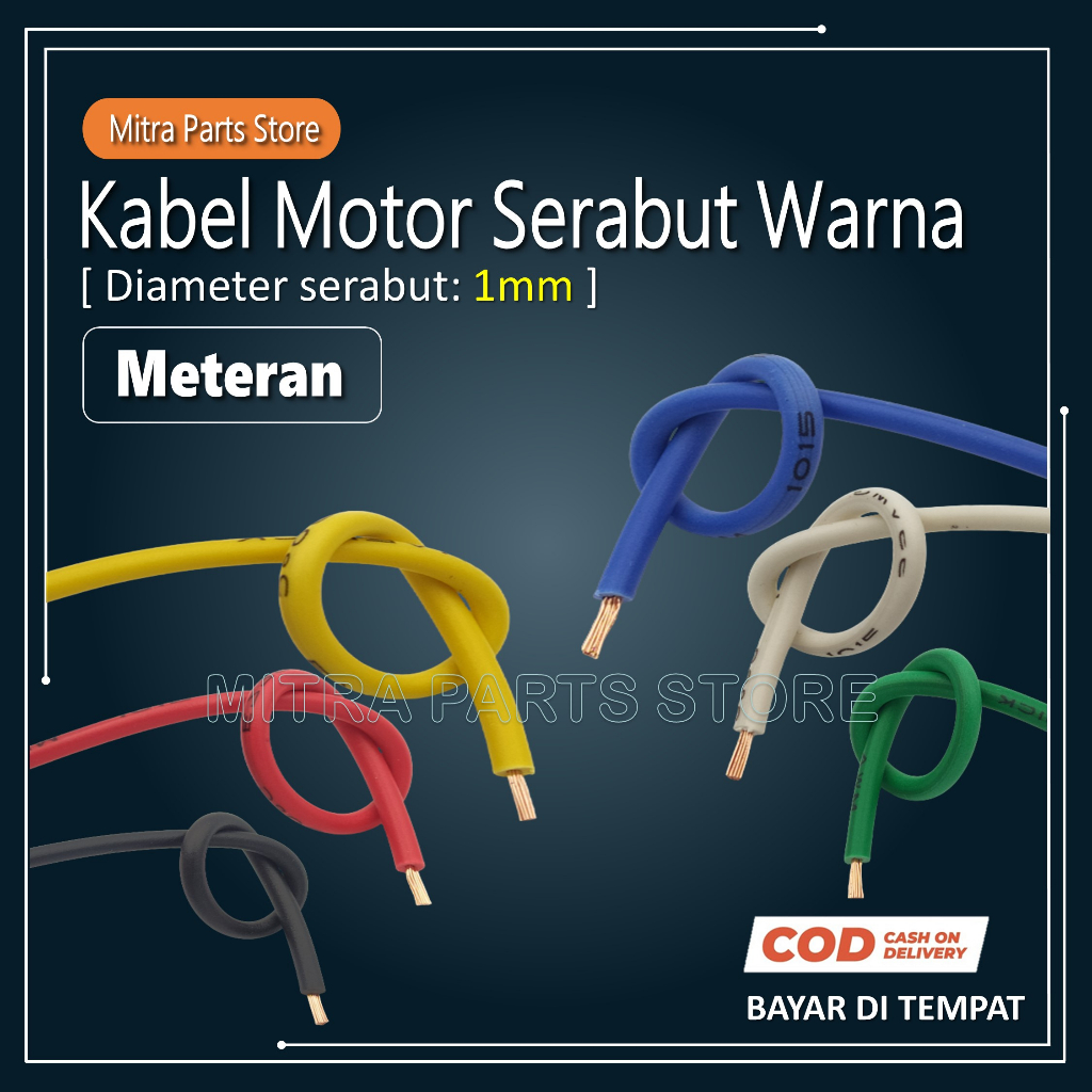 Jual Kabel Serabut Body Kelistrikan Motor Meteran Awg Warna Hitam Merah Kuning Biru Hijau