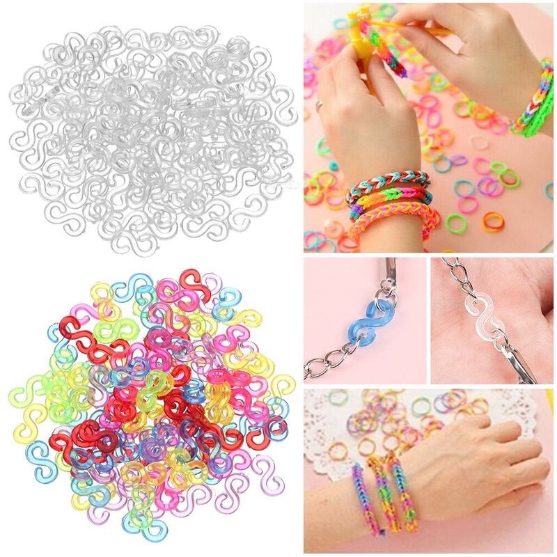 S Clips Rubber Band Clips,1200Pcs Connectors Rubber, Plastic Connectors  Refills Clips for Loom Bracelets DIY Bracelet Making Loom Band (Colourful)  