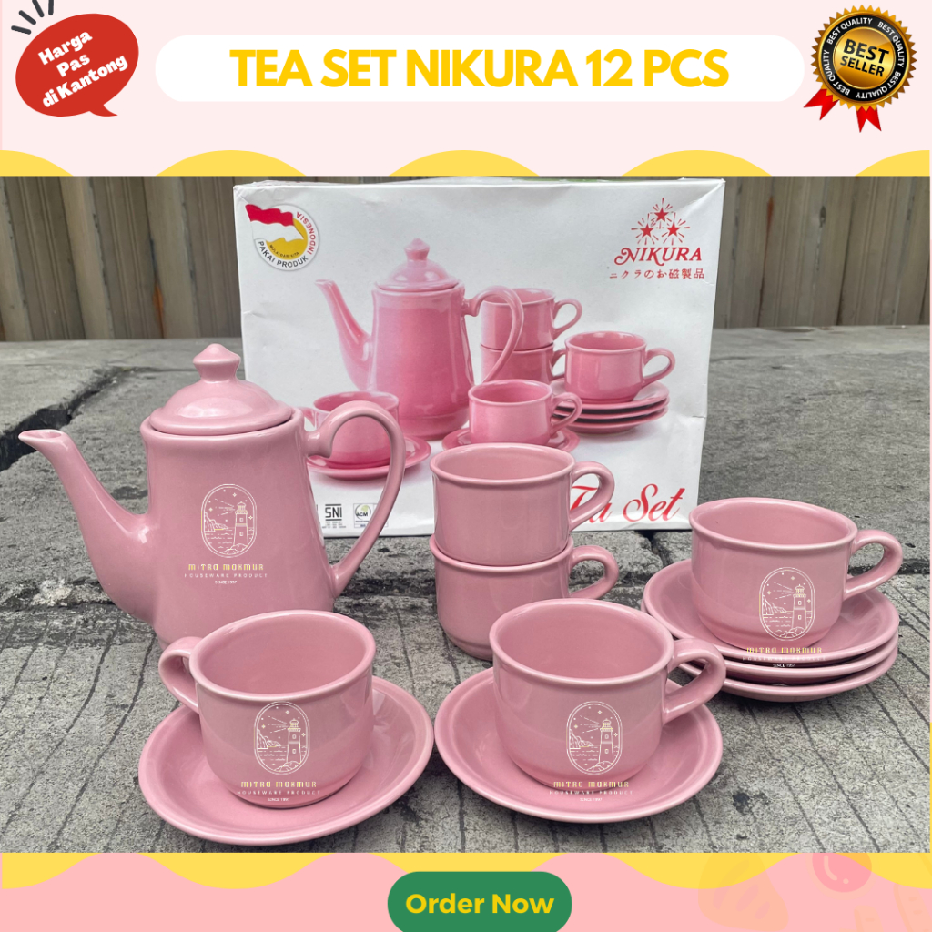 Jual New Nikura Tea Seat Coffe Set Gelas Teh Kopi Cangkir Set 12 Pcs Hamppers Lebaran 3033