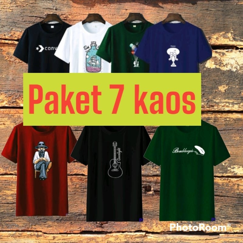 Jual Paket Hemat Ribu Kaos Dewasa Pria Wanita Motif Keren Lengan