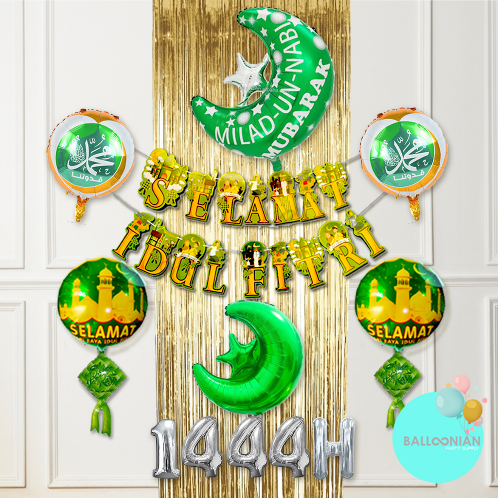 Jual SELAMAT IDUL FITRI BANNER DEKORASI SET/BALON LEBARAN/EID MUBARAK