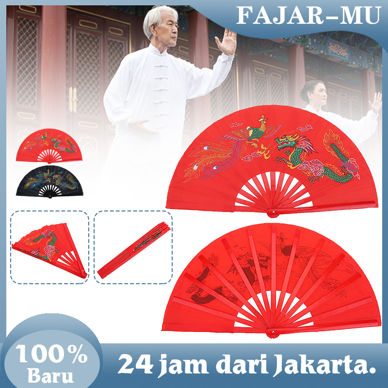 Jual Kipas Tangan Lipat Taichi Kungfu Naga Kipas Tari Kipas Taichi Naga Cina Kipas Merah Wedding 6741