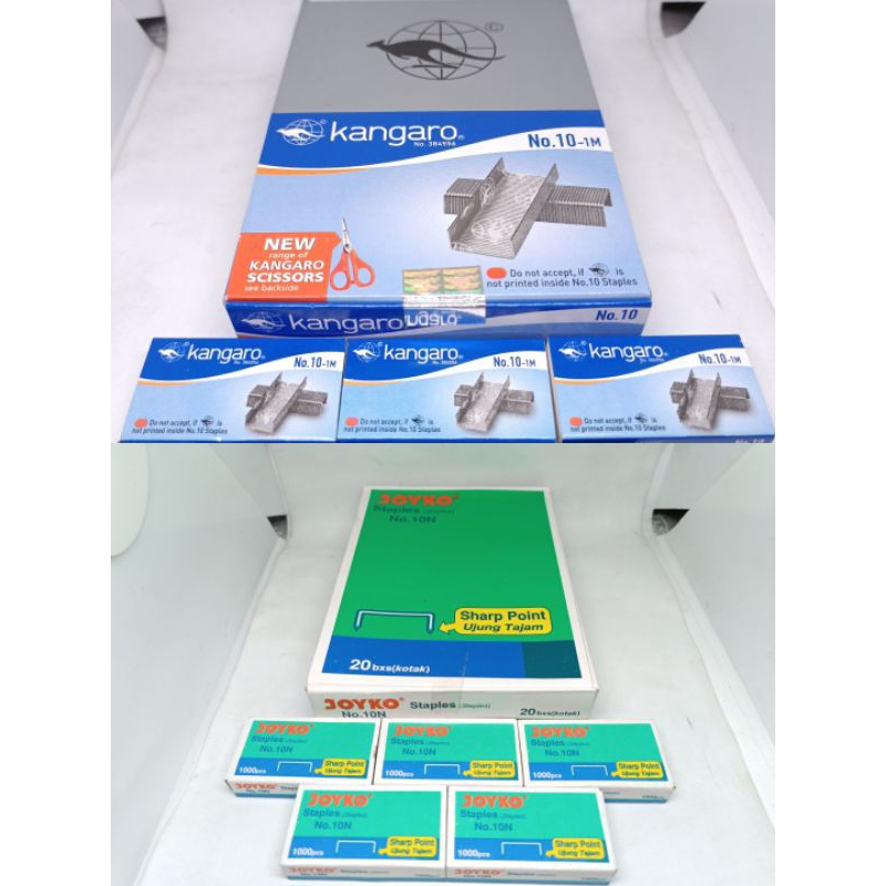 Jual ISI STAPLES BESI UKURAN KECIL NO 10 MEREK JOYKO KANGURU 10N 10-1M ...