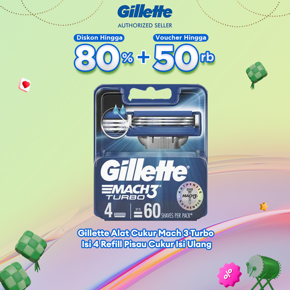 Jual Gillette Alat Cukur Mach 3 Turbo Isi 4 Refill Pencukur Pisau Cukur ...