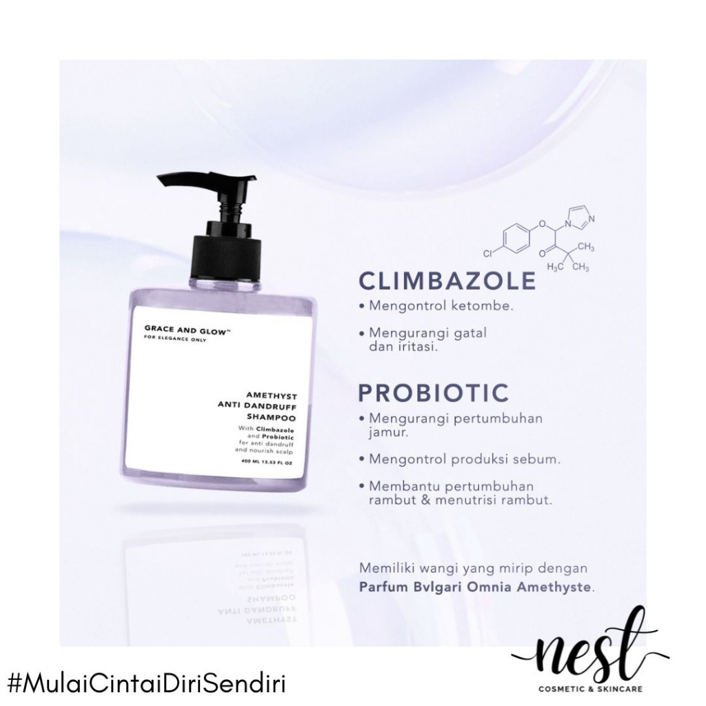 Jual Grace and Glow Amethyst Anti Dandruff Shampoo Shampo Anti Ketombe Sampo Rambut Anti