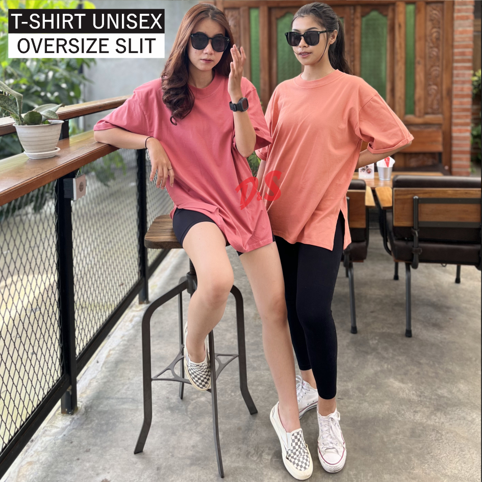 Jual Kaos Polos Oversized Unisex Model Slit atau Belah Samping Tshirt