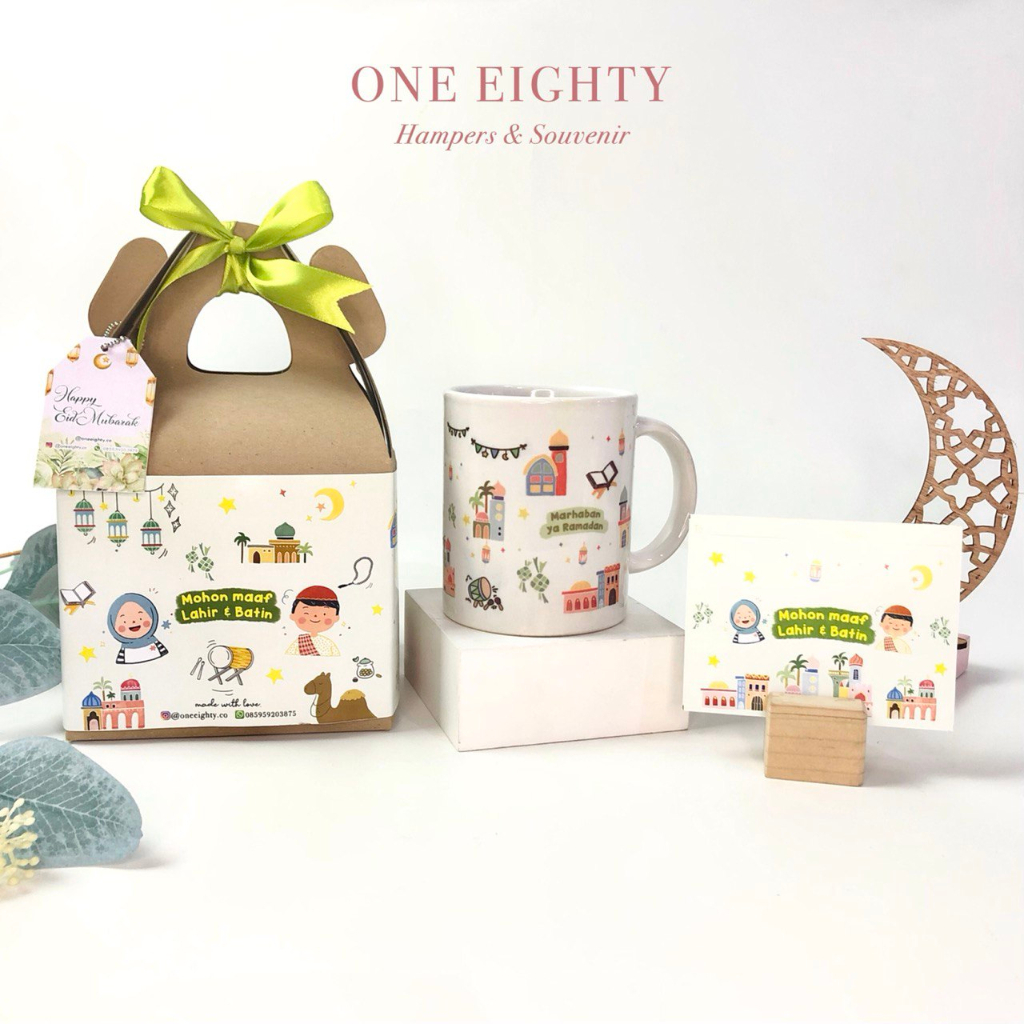 Jual Hampers Mug Keramik Custom Lebaran Idul Fitri Hadiah Kado Gift