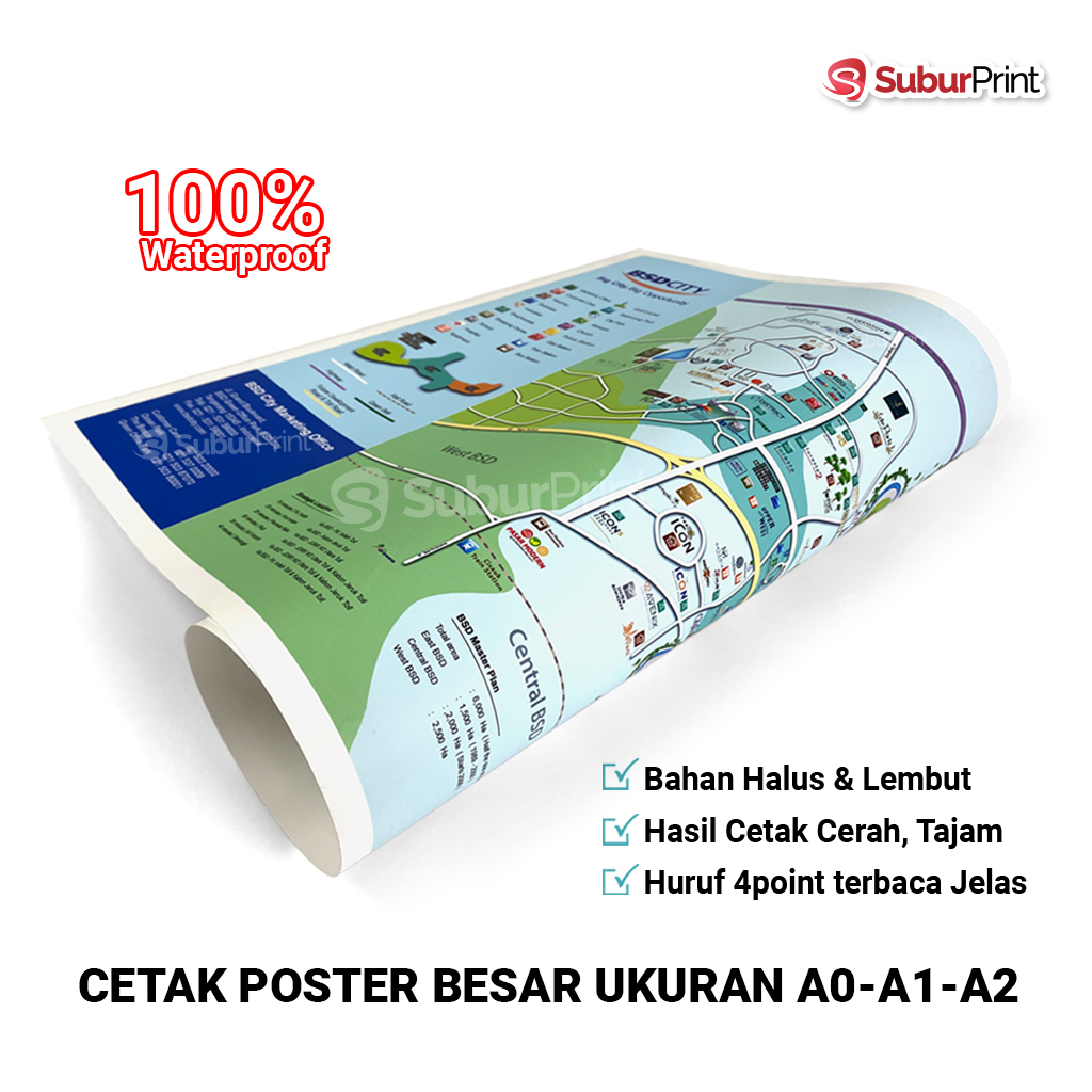 Jual Cetak Print Poster Ukuran Besar A2 A1 A0 Bisa Custom Anti Air