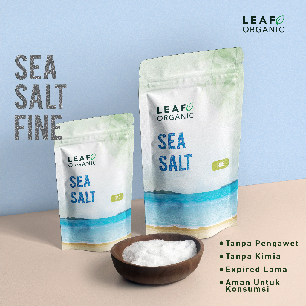 Jual Leaf Organic Sea Salt Fine Halus Garam Laut Mineral Premium Kering Murni Natural