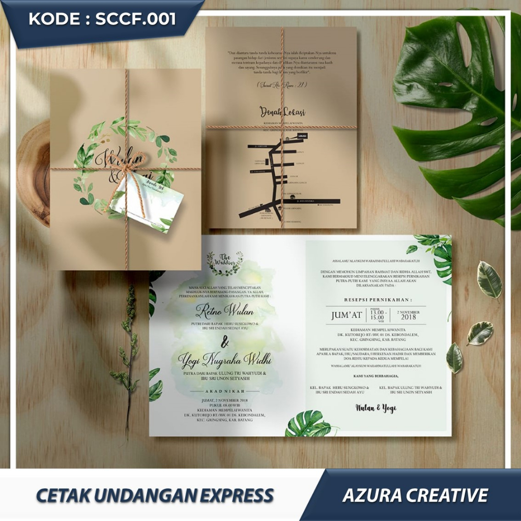 Jual Cetak Undangan Pernikahan Khitanan Aesthetic Rustic Unik Murah