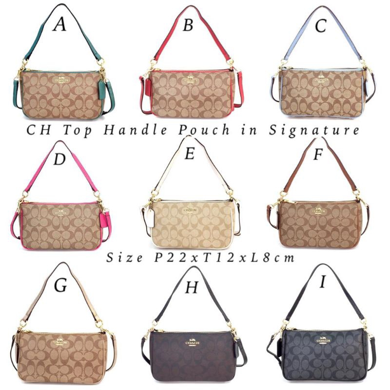 Jual Coach Top Handle Pouch in Signature Shopee Indonesia