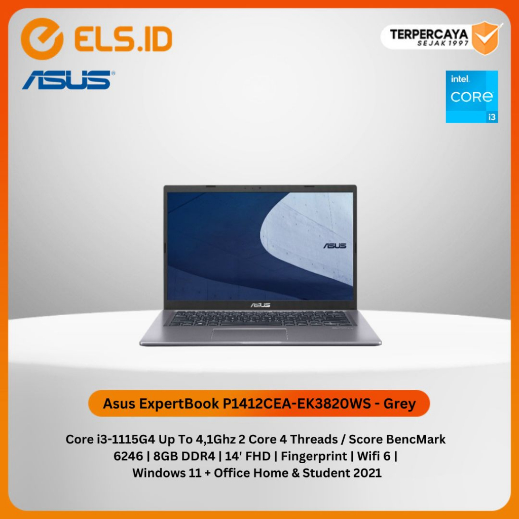 Jual Laptop Asus Expertbook P1412cea Ek3820ws Grey [i3 1115g4 8gb Ssd