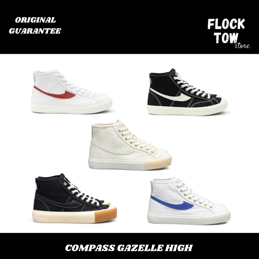 Jual [original] Sepatu Compass Gazelle High Black White White Blue White Red Cream