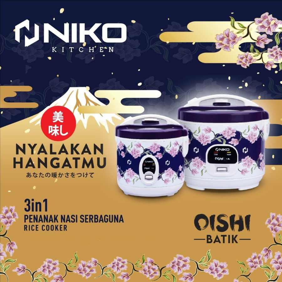 Jual NIKO Rice Cooker OISHI Batik 1,8L Oishi Amazon / Penanak Nasi 3in1 ...