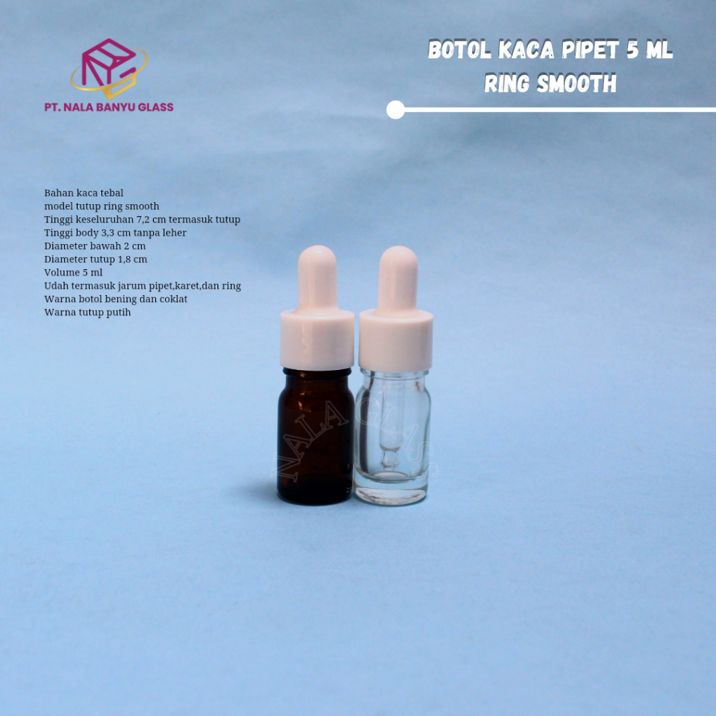 Jual Botol kaca pipet 5ml tebal ring smooth / botol serum 5ml / botol ...
