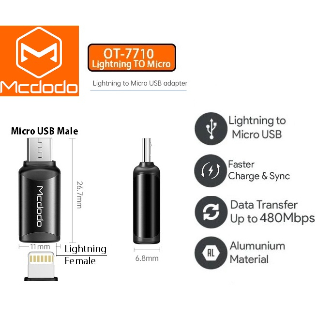 Jual MCDODO Lightning iPhone to USB Micro Conector Charge Data Transfer ...