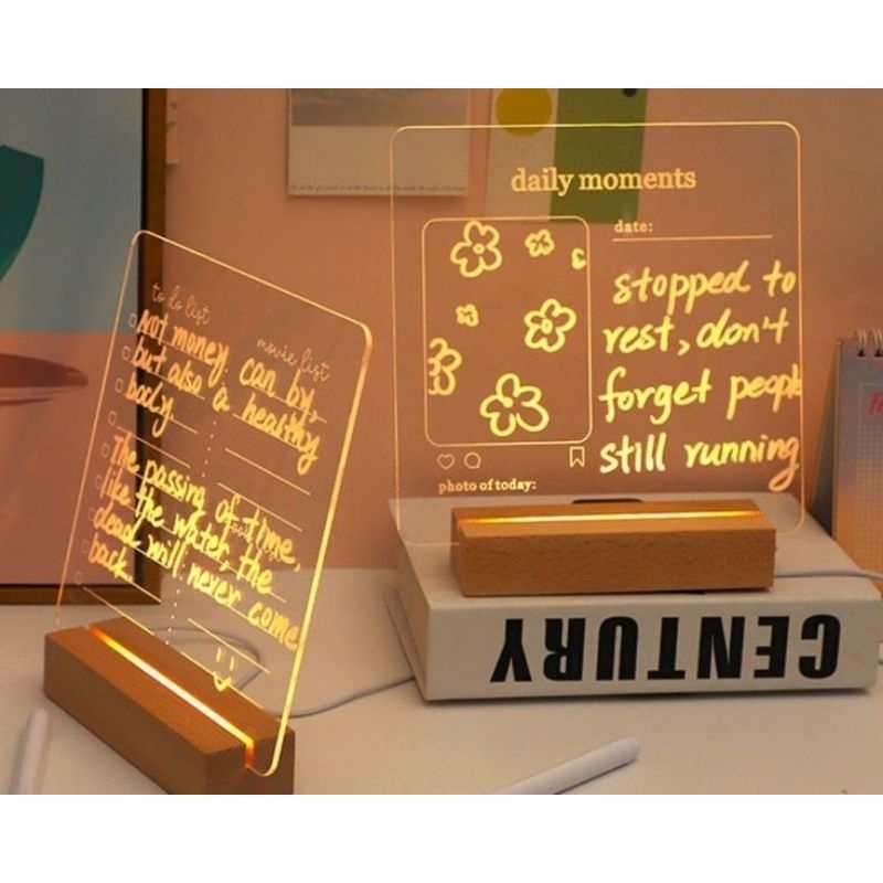 Jual Acrylic note board papan tulis home dekor table decor akrilik led ...