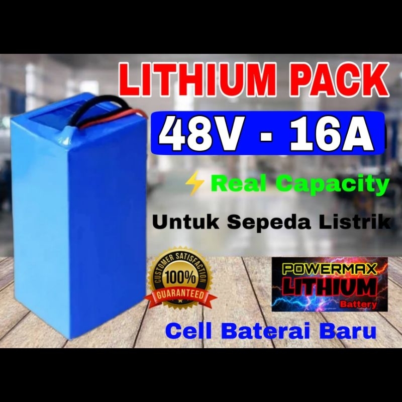 Jual LITHIUM PACK 48V 16AH AKI BATERAI POWERMAX SEPEDA LISTRIK SELIS ...