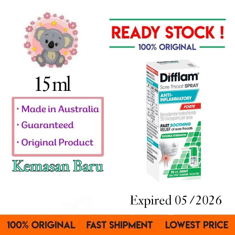 Jual Difflam Forte Sore Throat Spray 88 Sprays (15mL) | Shopee Indonesia