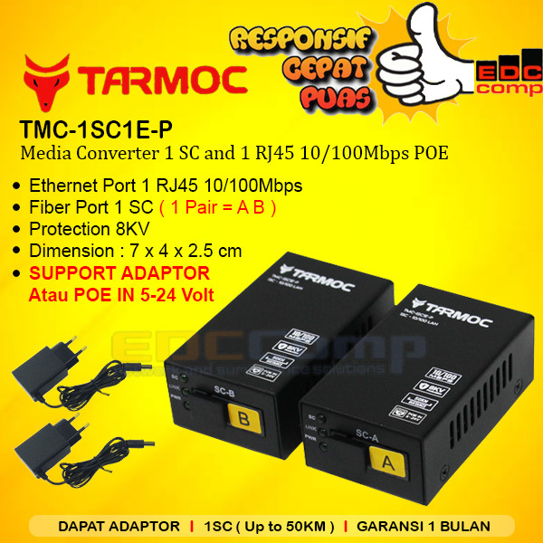 Jual Tarmoc TMC-1SC1E-P | Media Converter 1FO 1LAN / 1 FO 1 LAN 10 ...