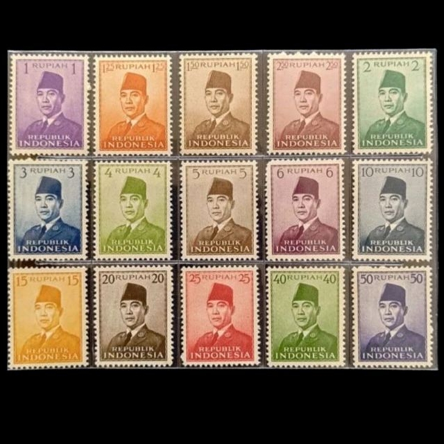 Jual Perangko Indonesia Set Lengkap Seri Presiden Soekarno 1951 Mint