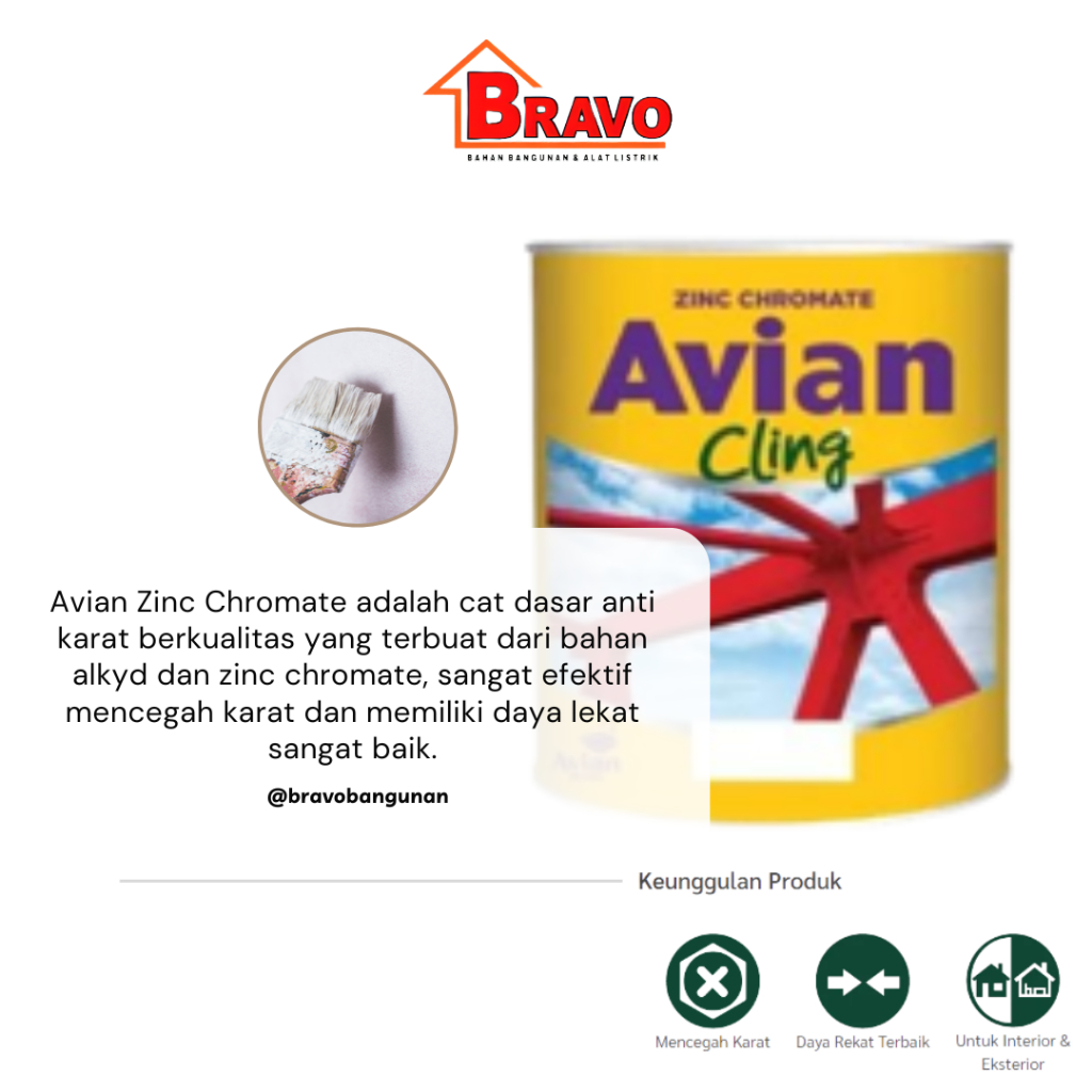 Jual AVIAN CLING ZINC CHROMATE 1 KG / CAT DASAR BESI Shopee Indonesia