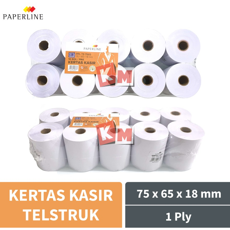 Jual Kertas Struk Kasir Paperline 75 X 65 Mm 1 Ply Hvs Roll Telstruk